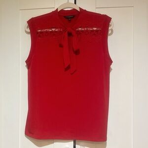 🗽Banana Republic Vibrant Red Tie-Neck Blouse